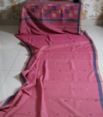 Earthy Rose Pink Handloom Saree with Indigo Elephant Motifs - Image 2