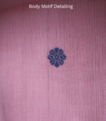 Dusty Rose Handloom Saree with Indigo Elephant Motifs - Image 5