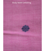 Earthy Rose Pink Handloom Saree with Indigo Elephant Motifs - Image 6