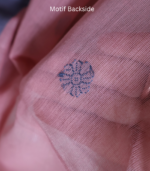 Dusty Rose Handloom Saree with Indigo Elephant Motifs - Image 6