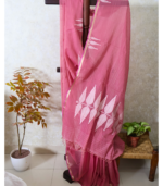 Rose Pink Handloom Saree with Jamdani work - Image 2