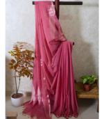 Rose Pink Handloom Saree with Jamdani work