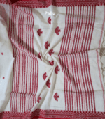 Soft White & Red Premium Tangail Saree - Image 3