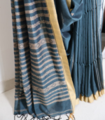 Deep Teal Premium Tangail Saree - Image 3